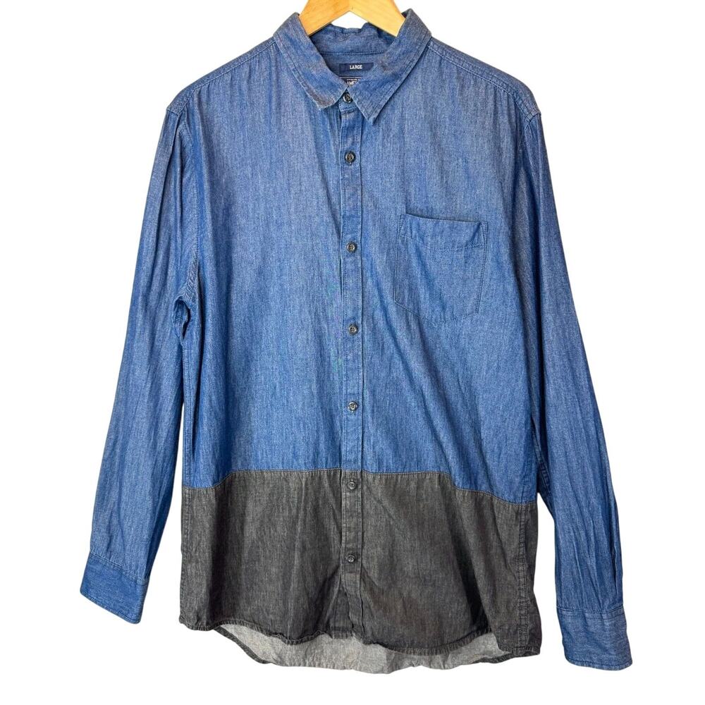 American Rag Shirt Mens Extra Large Blue Black Button Up Long Sleeve